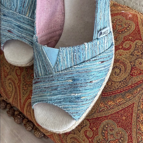 TOMS Women's Teal Espadrille Peep-Toe Shoes 9 1/2 - Picture 15 of 16